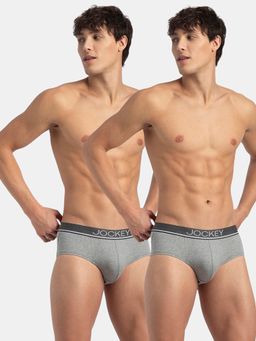 Jockey - 8037 Men Super Combed Cotton Solid Brief - Grey Melange (Pack of 2)