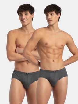 Jockey - 8035 Men Super Combed Cotton Solid Brief - Charcoal Melange (Pack of 2)