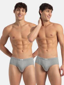Jockey - 8035 Men Super Combed Cotton Solid Brief - Grey Melange (Pack of 2)