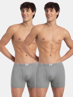 Jockey - 8008 Men Cotton Rib Solid Boxer Brief - Grey Melange (Pack of 2)