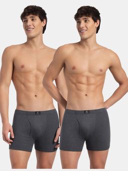 Jockey - 8008 Men Cotton Rib Solid Boxer Brief - Charcoal Melange (Pack of 2)