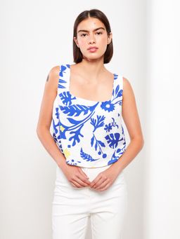 LC WAIKIKI - Square Neck Patterned Sleeveless Crop Womens Blouse