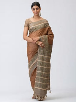 Fabindia - Silk Tussar Block Printed Sari