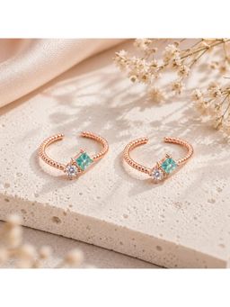 White Velvet - Aqua Glow Rose Gold 92.5 Toe Rings