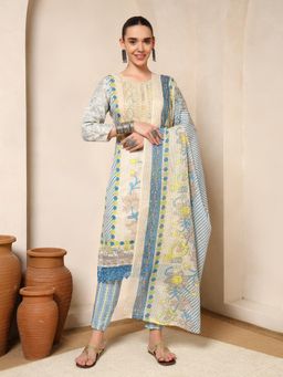 Nehamta - Women Multi-Color Cotton Kurta with Pant and Dupatta