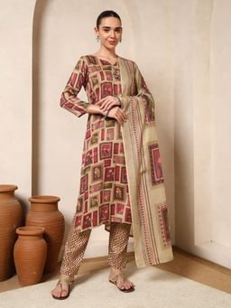 Nehamta - Women Deep Maroon Cotton Rayon Kurta with Pant and Dupatta