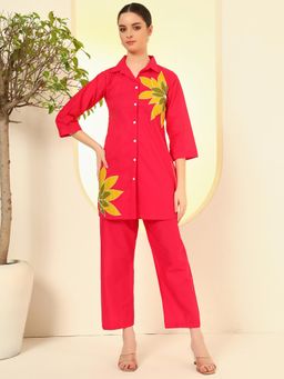 Nehamta - Women Red Cotton Rayon Co-Ord Set