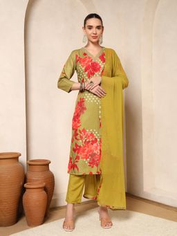Nehamta - Women Multi-Color Cotton Rayon Kurta with Pant and Dupatta