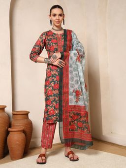 Nehamta - Women Multi-Color Cotton Rayon Kurta with Pant and Dupatta