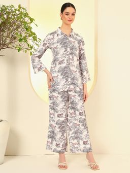 Nehamta - Women Off White Polyester Co-Ord Set