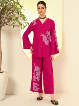 Nehamta - Women Rani Pink Rayon Co-Ord Set