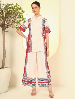 Nehamta - Women Cream Polyester Co-Ord Set