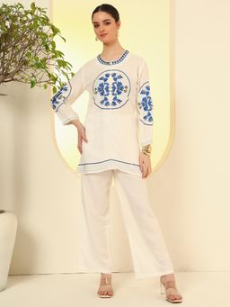 Nehamta - Women White Rayon Co-Ord Set