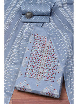 Biba - Blue Cotton Hand Embroidered Unstitched Suit (Set of 3)