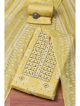 Biba - Yellow Cotton Hand Embroidered Unstitched Suit (Set of 3)