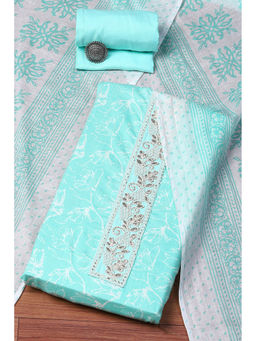 Biba - Sea Green Cotton Hand Embroidered Unstitched Suit (Set of 3)