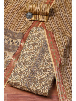 Biba - Coffee Brown Cotton Machine Embroidered Unstitched Suit (Set of 3)
