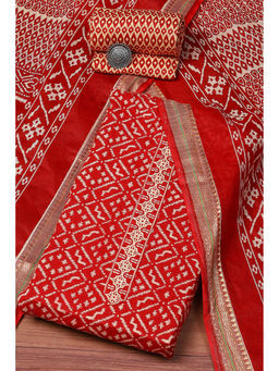 Biba - Red Cotton Machine Printed Unstitched Suit (Set of 3)