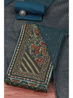 Biba - Teal Cotton Printed Unstitched Suit (Set of 3)