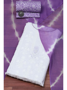 Biba - Purple Cotton Embroidered Unstitched Suit (Set of 3)
