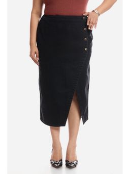 Virgio - Solid Cotton Wrap Midi Skirt