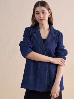 Femmella - Navy Blue Denim Blazer