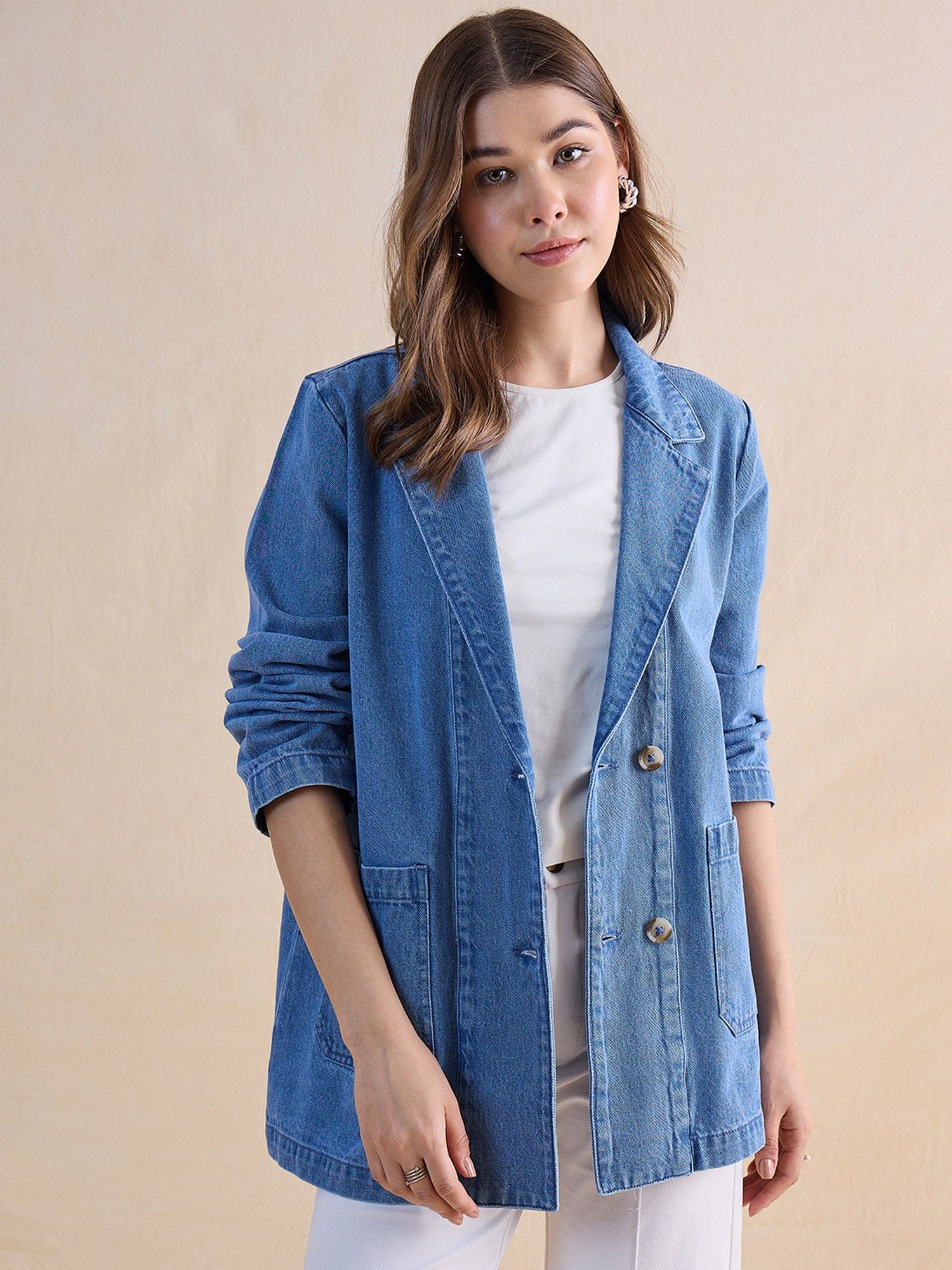femmella Mid Blue Denim Blazer-picture-32