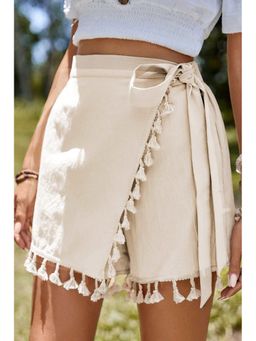 Errabelly - Beige Cotton Solid Skorts