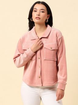 Cantabil - Pink Blended Collar Neck Sweatshirt