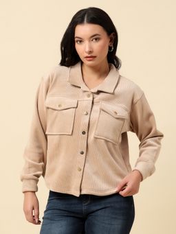 Cantabil - Beige Blended Collar Neck Sweatshirt