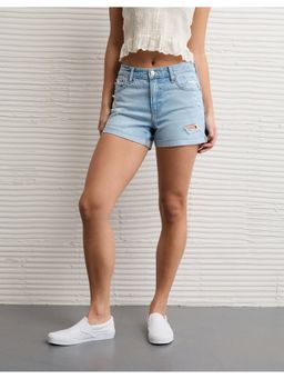 American Eagle - Blue Cotton Blend Solid Shorts