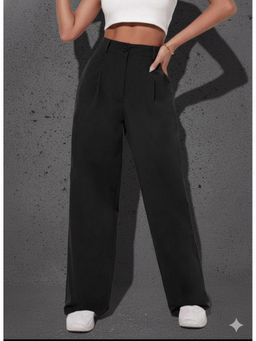 BROADSTAR - Black Polyester Tailored Korean Pant