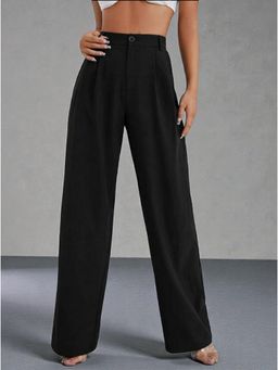 BROADSTAR - Black Polyester Tailored Korean Pant