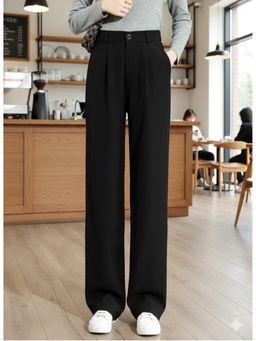 BROADSTAR - Black Polyester Tailored Korean Pant