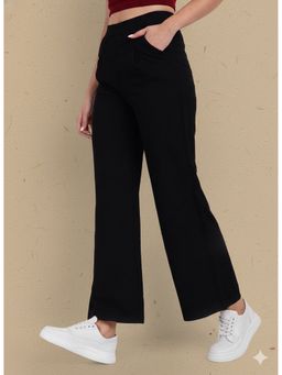 BROADSTAR - Black Polyester Loose Korean Pant