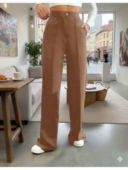 BROADSTAR - Brown Polyester Straight Korean Pant
