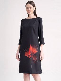 FableStreet - Black Floral Shift Dress