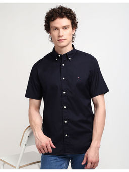 Tommy Hilfiger - Mens Navy Blue Solid Shirt