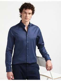 Tommy Hilfiger - Mens Navy Blue Solid Shirt