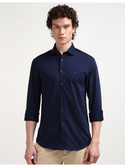 Tommy Hilfiger - Mens Navy Blue Solid Shirt