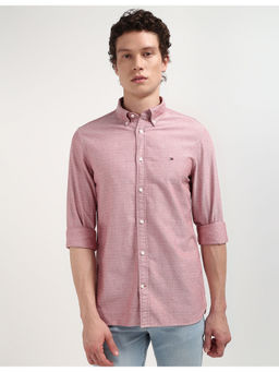 Tommy Hilfiger - Mens Pink Textured Shirt