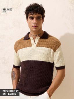 The Souled Store - Men Magnum Brown Colorblock Polo T-shirt