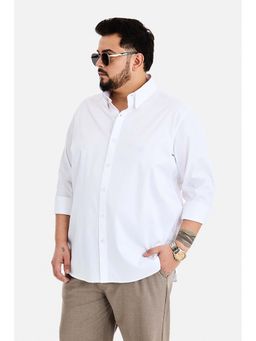 Snitch - Men White Solid Full Sleeves Regular Fit Casual Plus Size Shirt