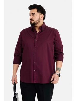 Snitch - Men Maroon Solid Full Sleeves Regular Fit Casual Plus Size Shirt