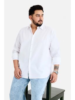 Snitch - Men White Textured Full Sleeves Regular Fit Plus Size Shirt