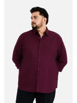 Snitch - Men Maroon Textured Full Sleeves Regular Fit Plus Size Shirt