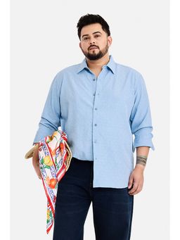 Snitch - Men Sky Blue Textured Full Sleeves Regular Fit Casual Plus Size Shirt