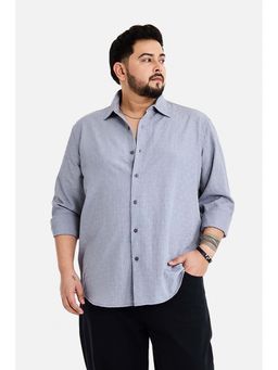 Snitch - Men Grey Textured Full Sleeves Regular Fit Casual Plus Size Shirt