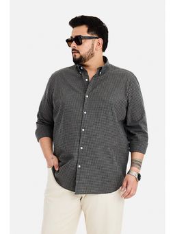 Snitch - Men Olive Gingham Full Sleeves Regular Fit Casual Plus Size Shirt