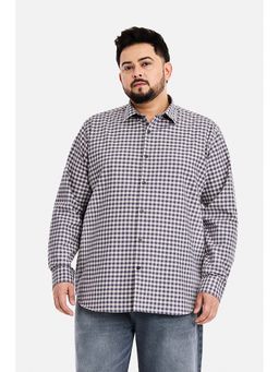 Snitch - Men Blue Micro Checks Full Sleeves Regular Fit Casual Plus Size Shirt